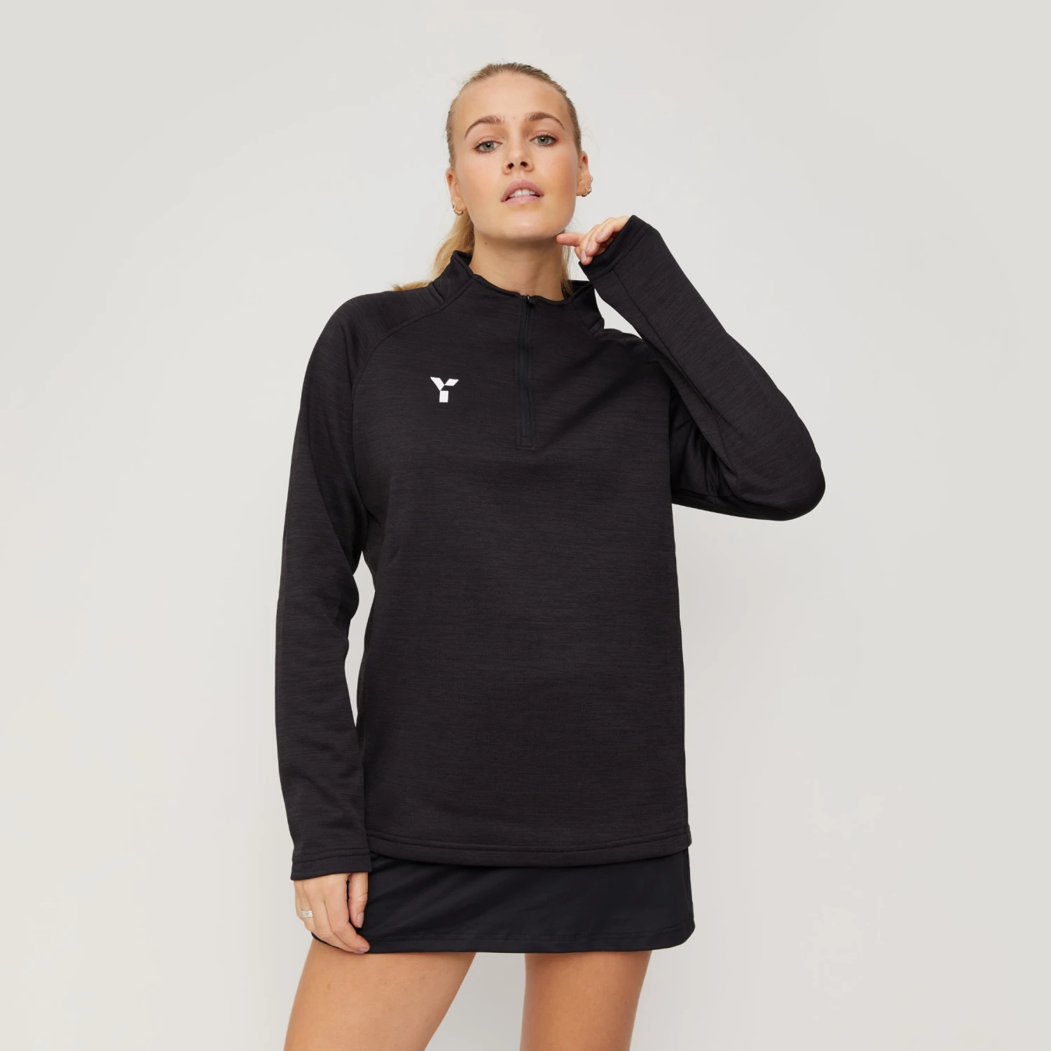 Padel4All Eastbourne - Fugi Quarter Zip Unisex Black Melange - Image 8